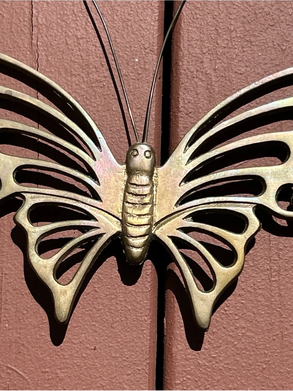 Vintage MCM Brass Butterfly Wall Decor Accent